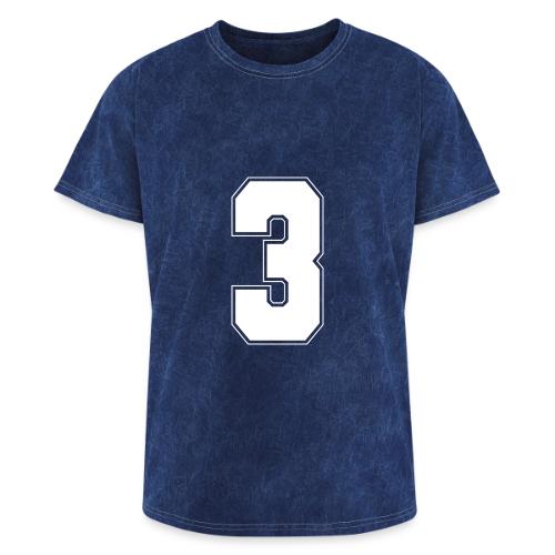 White Number 3 – Varsity Font - Washed Unisex T-Shirt