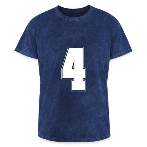 White Number 4 – Varsity Font - Washed Unisex T-Shirt