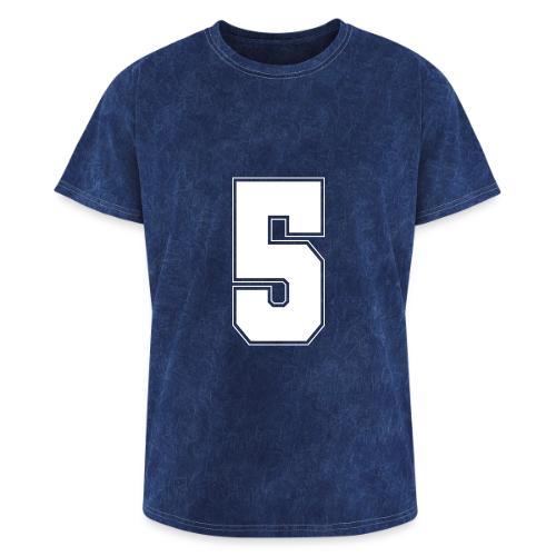 White Number 5 – Varsity Font - Washed Unisex T-Shirt