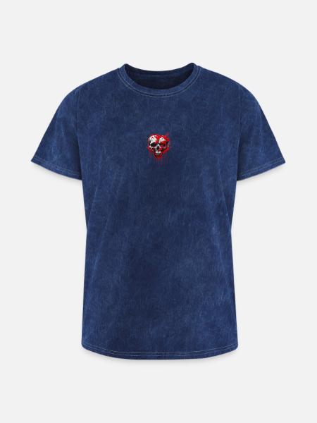 Blood Splash Skull Art - Washed Unisex T-Shirt - mineral navy