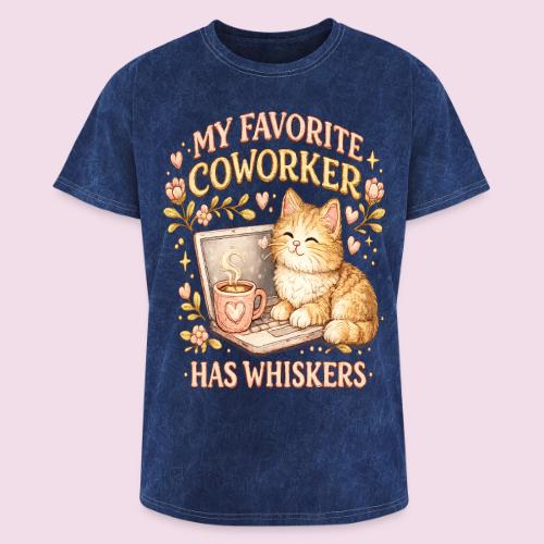 My Favorite Coworker Has Whiskers Faux Stitched - Washed Unisex T-Shirt