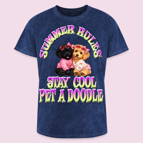 Summer Rules Stay Cool Pet A Doodle Cute Doodle - Washed Unisex T-Shirt