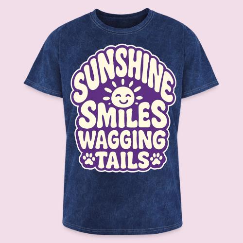 Sunshine Smiles Wagging Tails - Washed Unisex T-Shirt