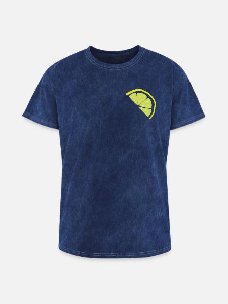 Lemon Slice Neon Pop - Washed Unisex T-Shirt - mineral navy
