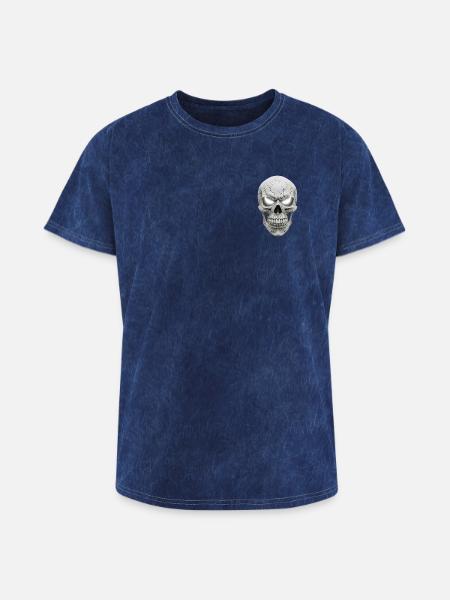 Cracked Skull Chrome Gaze - Washed Unisex T-Shirt - mineral navy