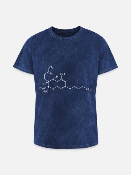 THC Cannabis Weed Chemical Symbol Science Geeky - Washed Unisex T-Shirt - mineral navy