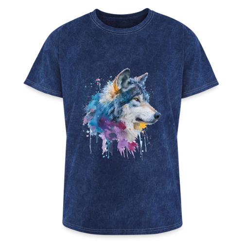 Splash-Art Wolf Head - Washed Unisex T-Shirt