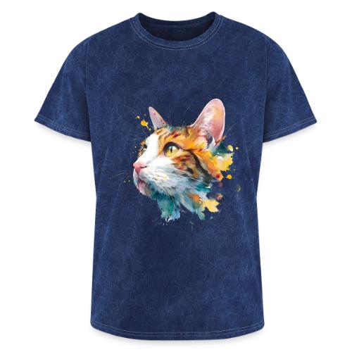 Cat: Feline Ink Burst - Washed Unisex T-Shirt