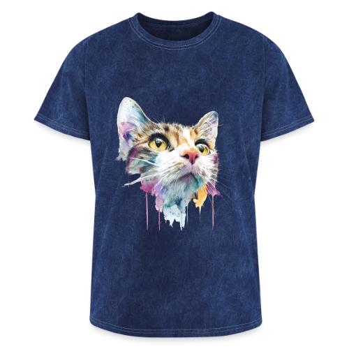 Chromatic Cat Splash - Washed Unisex T-Shirt