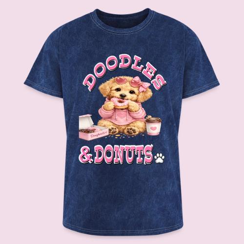 Doodles & Doughnut Cozy Dog Mom Design - Washed Unisex T-Shirt