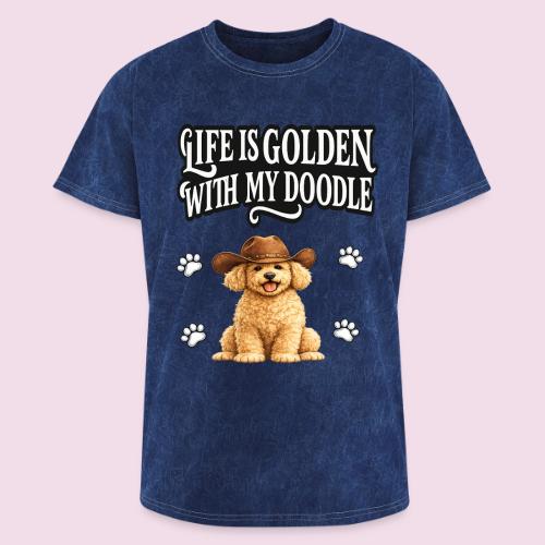 Life Is Golden With My Doodle Cowboy Goldendoodle - Washed Unisex T-Shirt
