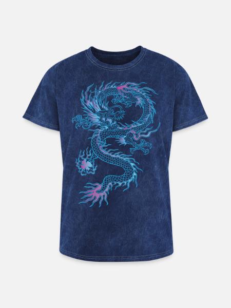 chinese dragon - Washed Unisex T-Shirt - mineral navy