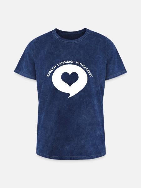 Speech Language Pathologist Heart Shirt - Washed Unisex T-Shirt - mineral navy