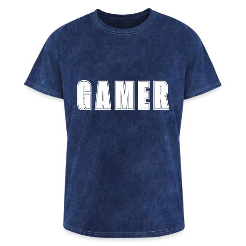 Gamer Collegiate White Text Design - Washed Unisex T-Shirt