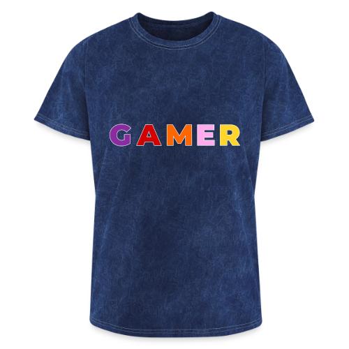 Multicolor GAMER Typography Design - Washed Unisex T-Shirt