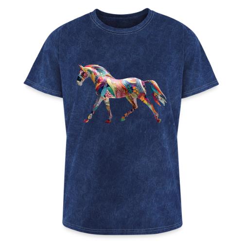 Colorful Abstract Horse Art Design - Washed Unisex T-Shirt