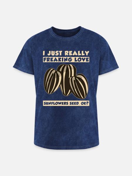 Sunflower Seeds - Washed Unisex T-Shirt - mineral navy