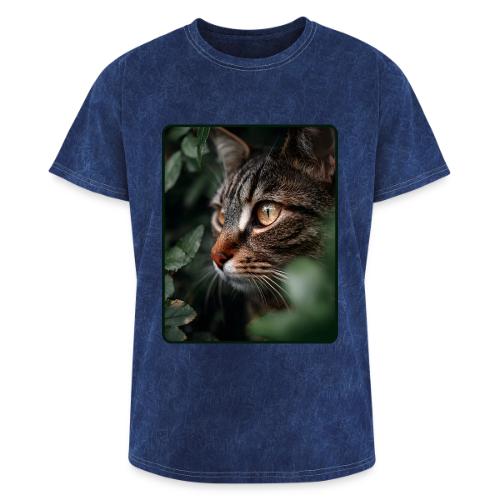 Tabby Cat Jungle Eyes Design - Washed Unisex T-Shirt