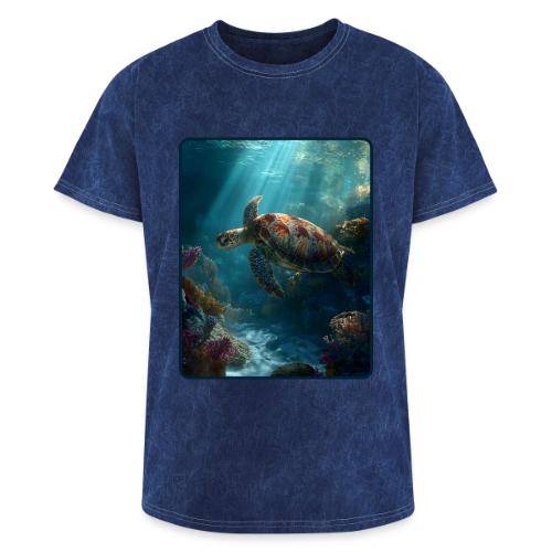 Sea Turtle Coral Reef Design - Washed Unisex T-Shirt