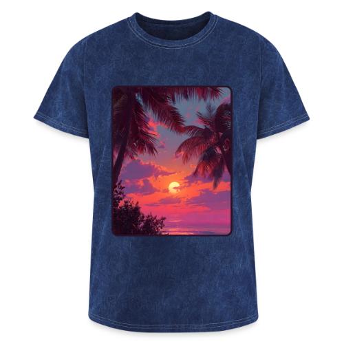 Tropical Sunset Palm Silhouette Design - Washed Unisex T-Shirt