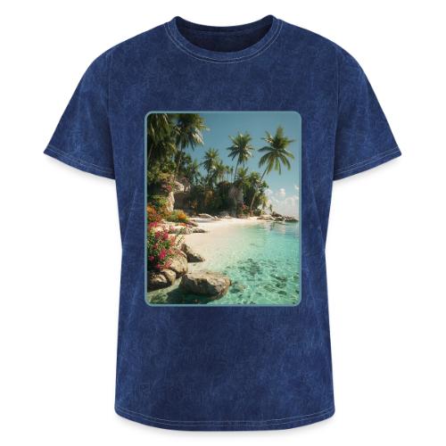 Serene Tropical Beach Floral Design - Washed Unisex T-Shirt