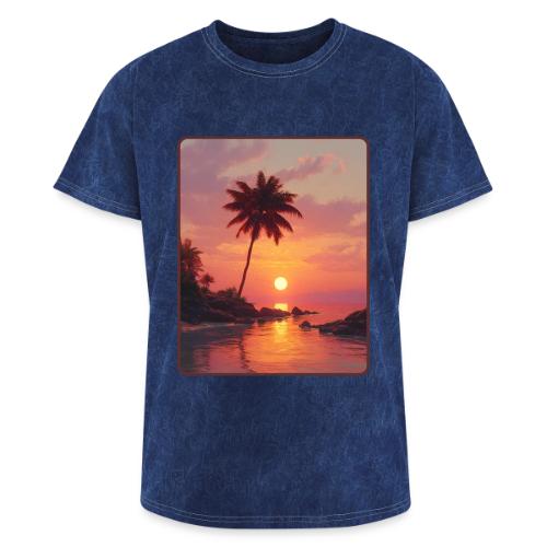 Tropical Beach Sunset Palm Design - Washed Unisex T-Shirt