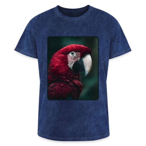 Red Green Macaw Bird Portrait Design - Washed Unisex T-Shirt