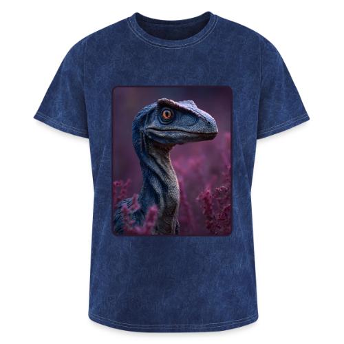 Blue Velociraptor Portrait Design - Washed Unisex T-Shirt