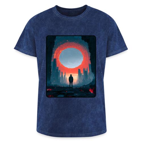 Cosmic Portal Future City Design - Washed Unisex T-Shirt