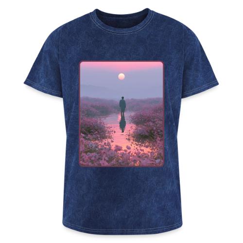 Ethereal Sunset Flower Field Art - Washed Unisex T-Shirt