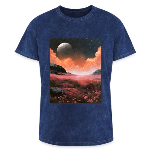 Moonlit Fantasy Flower Landscape - Washed Unisex T-Shirt