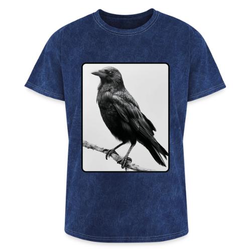 Raven Black and White Art Design - Washed Unisex T-Shirt