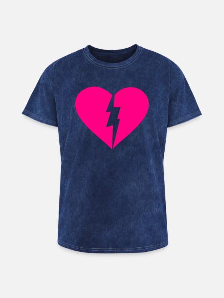 Broken Heart - Washed Unisex T-Shirt - mineral navy
