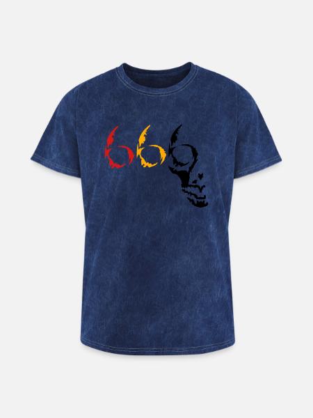 666 skull v2 (© alteerian) - Washed Unisex T-Shirt - mineral navy