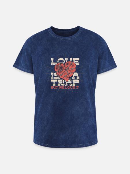 Love Is A Trap - Washed Unisex T-Shirt - mineral navy