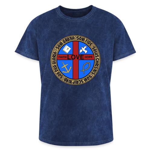 Five Solas Faith Hope Love Shirt–Christian Symbols - Washed Unisex T-Shirt