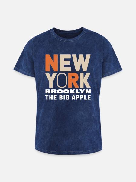 New York Brooklyn - The Big Apple Classic Design - Washed Unisex T-Shirt - mineral navy