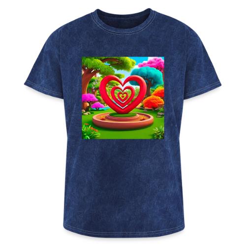 Triple heart landscape, nature, love, happiness - Washed Unisex T-Shirt