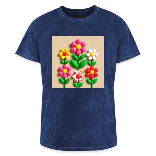 3D Flowers and Butterflies in Amber, Floral Design - Washed Unisex T-Shirt