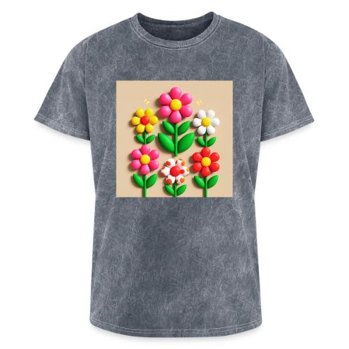 3D Flowers and Butterflies in Amber, Floral Design - Washed Unisex T-Shirt