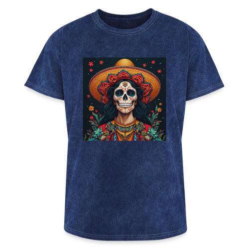 Charra Skull Art | Traditional Mexican Design - Washed Unisex T-Shirt