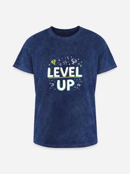 Level Up - Washed Unisex T-Shirt - mineral navy