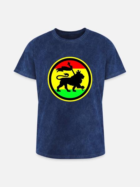 Rasta Lion - Washed Unisex T-Shirt - mineral navy