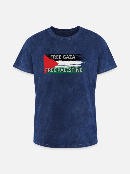 FREE PALESTINE - Washed Unisex T-Shirt - mineral navy