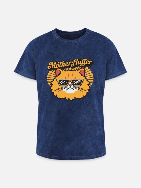 Motherfluffer Grumpy Cat Black - Washed Unisex T-Shirt - mineral navy
