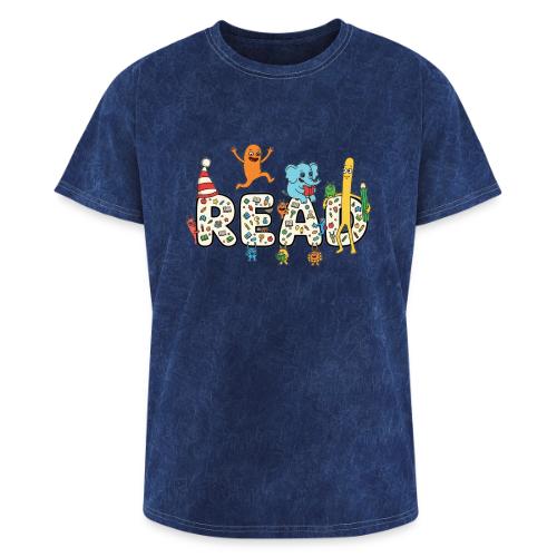 Whimsical READ Kids Cartoon - Washed Unisex T-Shirt