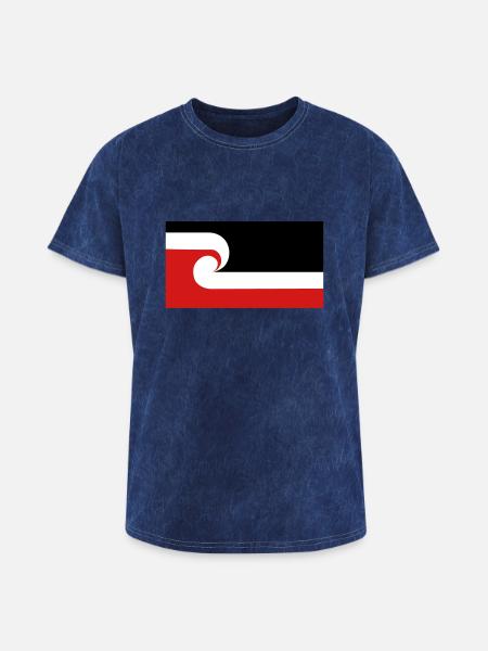 Maori Flag - Washed Unisex T-Shirt - mineral navy