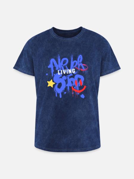 Living - Washed Unisex T-Shirt - mineral navy