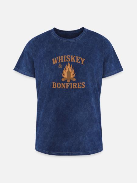 Whiskey Bonfires Outdoor Logo - Washed Unisex T-Shirt - mineral navy