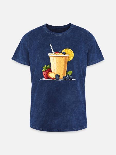 Citrus Berry Smoothie Cup - Washed Unisex T-Shirt - mineral navy